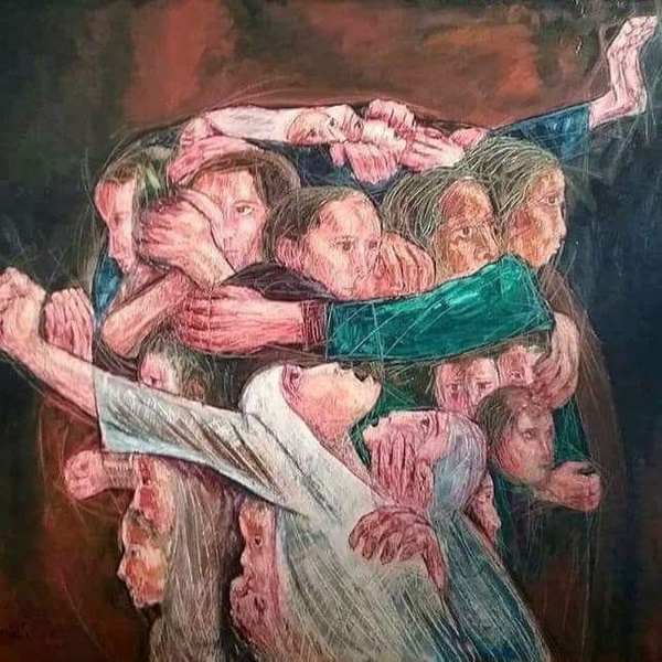 غاليري - لوحة: صبرا وشاتيلا للفنان الفلسطيني محمد الشاعر